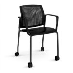 DAMS Santana 4 leg mobile chair with plastic seat and perforated back with castors-29759