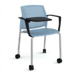 DAMS Santana 4 leg mobile chair with plastic seat and perforated back with castors-29773