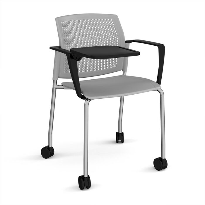 DAMS Santana 4 leg mobile chair with plastic seat and perforated back with castors-29783