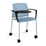 DAMS Santana 4 leg mobile chair with plastic seat and perforated back with castors-29771