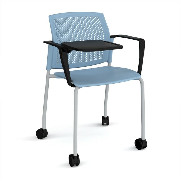DAMS Santana 4 leg mobile chair with plastic seat and perforated back with castors-29771
