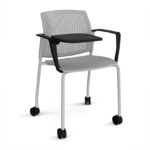 DAMS Santana 4 leg mobile chair with plastic seat and perforated back with castors-29785
