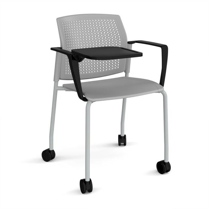 DAMS Santana 4 leg mobile chair with plastic seat and perforated back with castors-29785