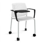 DAMS Santana 4 leg mobile chair with plastic seat and perforated back with castors-29786