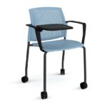 DAMS Santana 4 leg mobile chair with plastic seat and perforated back with castors-29772