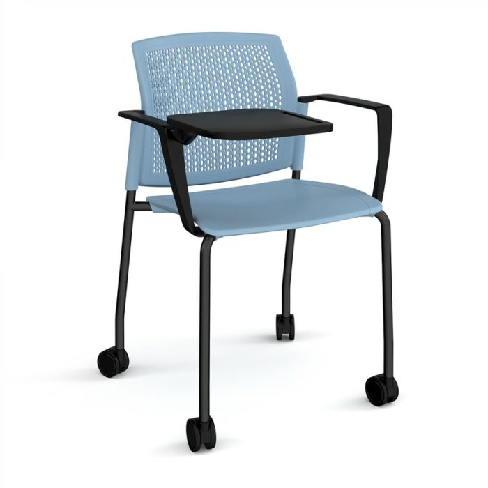 DAMS Santana 4 leg mobile chair with plastic seat and perforated back with castors-29772