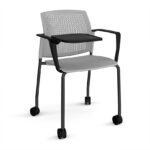 DAMS Santana 4 leg mobile chair with plastic seat and perforated back with castors-29780