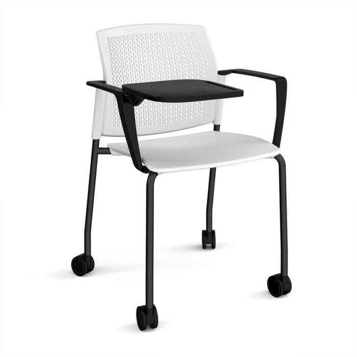 DAMS Santana 4 leg mobile chair with plastic seat and perforated back with castors-29792