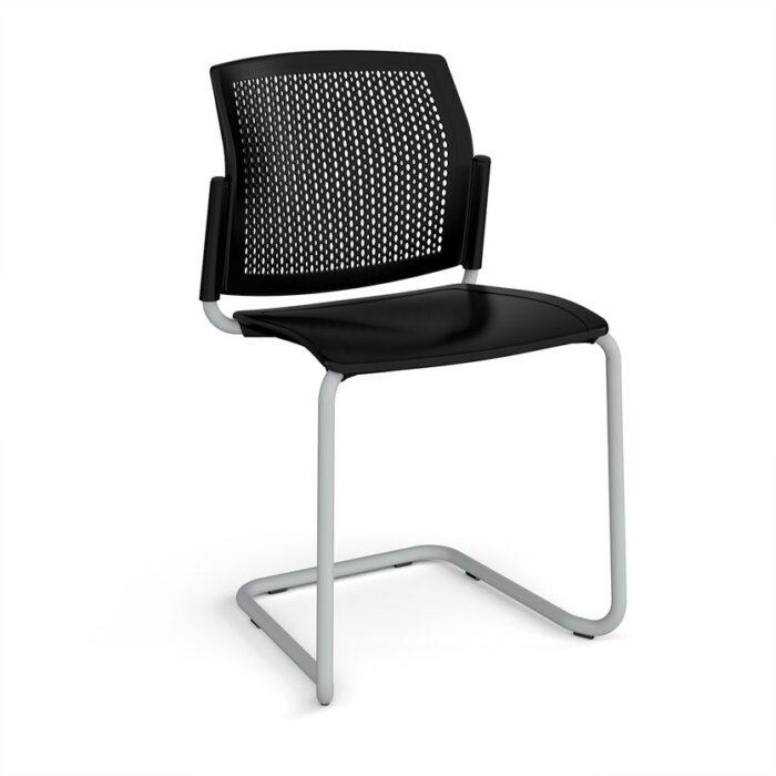 DAMS Santana cantilever chair with plastic seat and perforated back-29803