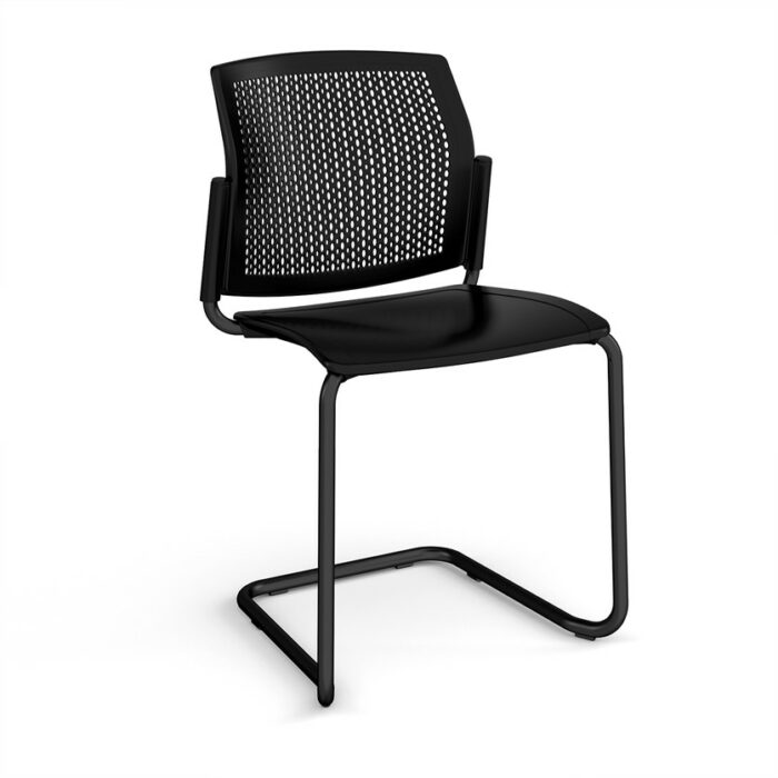 DAMS Santana cantilever chair with plastic seat and perforated back-0