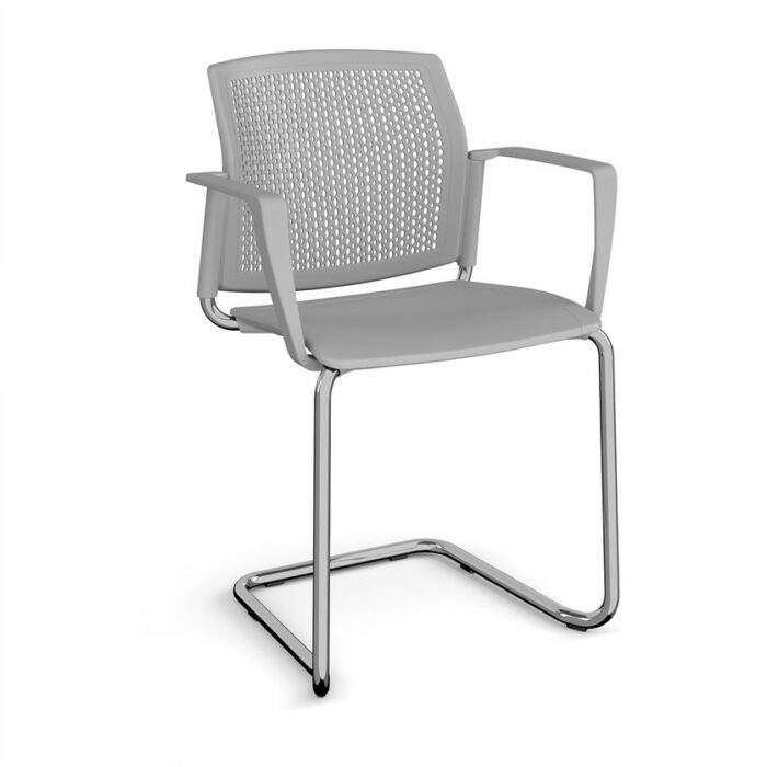 DAMS Santana cantilever chair with plastic seat and perforated back-29820