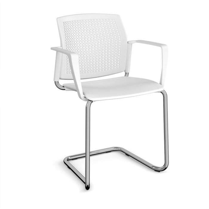 DAMS Santana cantilever chair with plastic seat and perforated back-29824