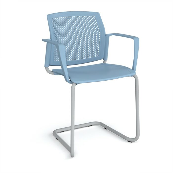 DAMS Santana cantilever chair with plastic seat and perforated back-29811