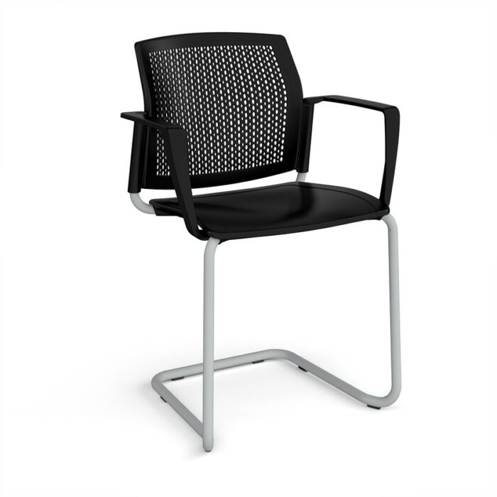 DAMS Santana cantilever chair with plastic seat and perforated back-29796