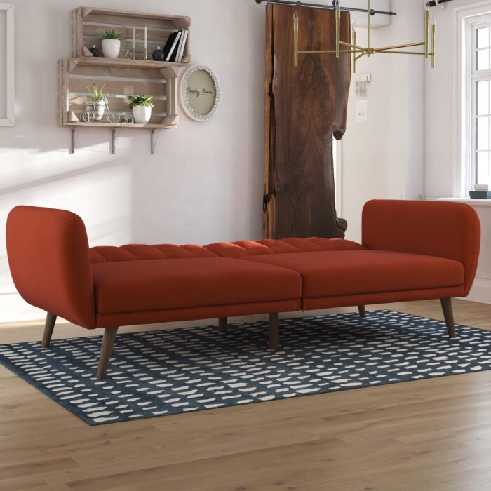 Dorel Novogratz Brittany Sofa Bed Wooden Legs - Linen - Orange-31639