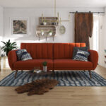Dorel Novogratz Brittany Sofa Bed Wooden Legs - Linen - Orange-31640