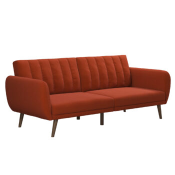 Dorel Novogratz Brittany Sofa Bed Wooden Legs - Linen - Orange-0