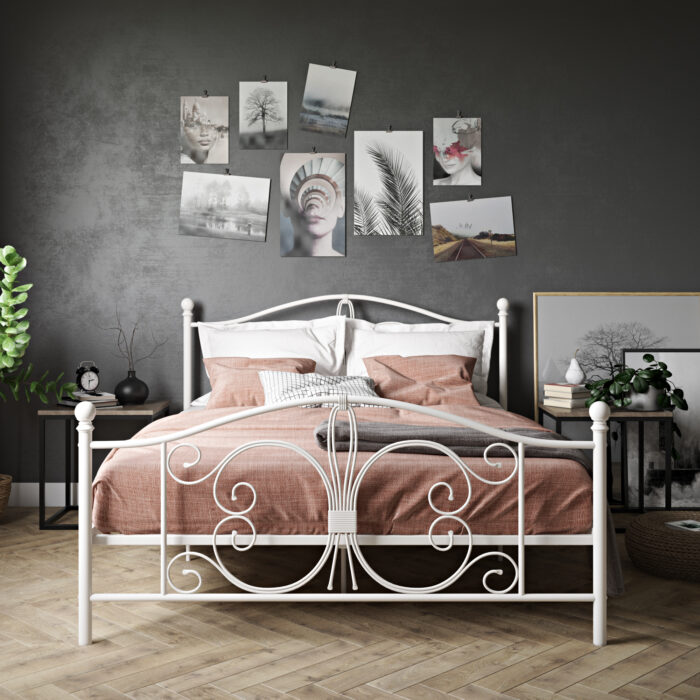 Dorel Bombay Metal Bed - Double - White-30560