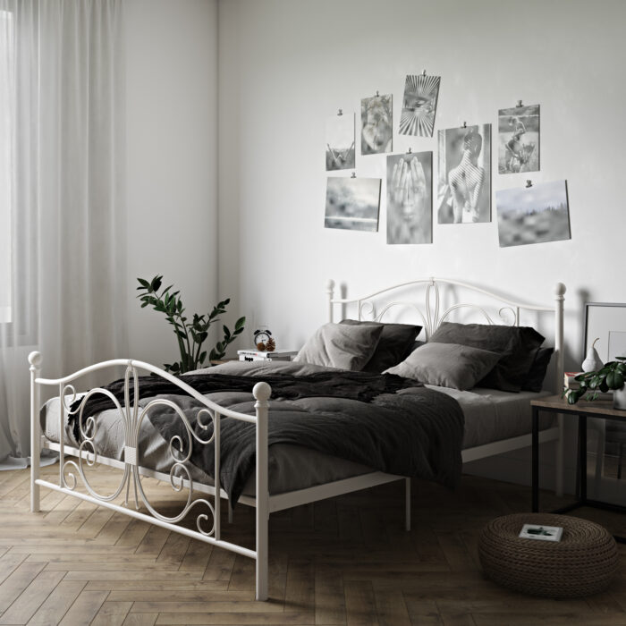 Dorel Bombay Metal Bed - Double - White-30558
