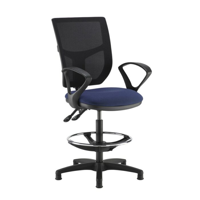 DAMS Altino mesh back draughtsmans chair with fixed arms - made to order-0