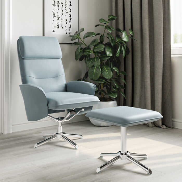 Dorel Alphason Belding Faux Leather Recliner Chair with Footstool - Grey-31855