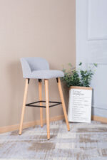 Dorel Alphason Claremont Fabric Barstool With Wooden Legs - Grey-30392