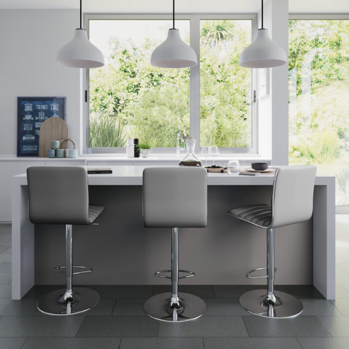 Dorel Alphason Colby High Back PU Barstool - Grey-30408