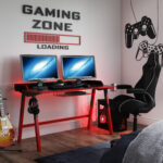 Dorel Alphason Fuego Gaming Desk - Red & Black-30523
