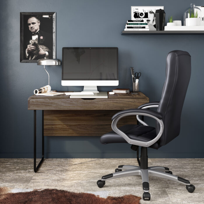 Dorel Alphason Hampton Leather Office Chair - Black-31825