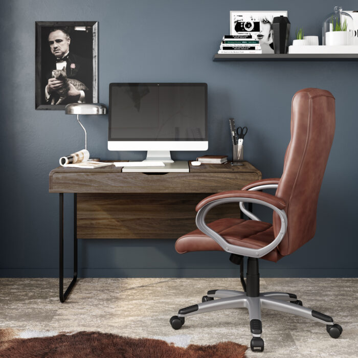 Dorel Alphason Hampton Leather Office Chair - Brown-31839