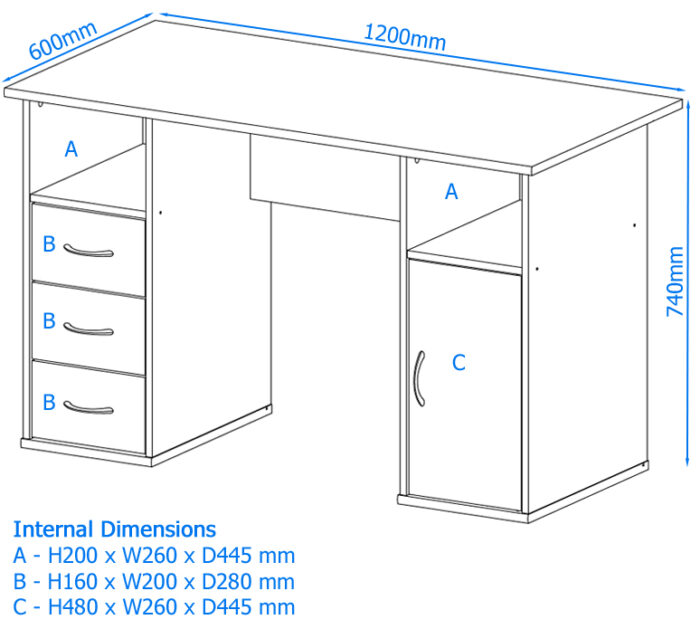 Dorel Alphason Maryland Office Desk - White-30427