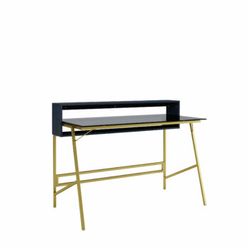 Dorel Alphason Morgan Office Desk With Smoked Glass Top - Black & Gold-0