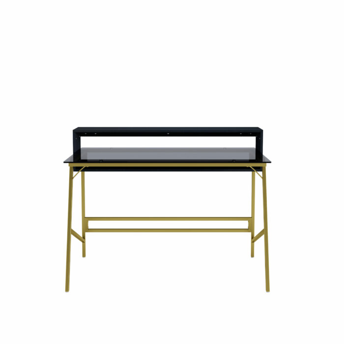 Dorel Alphason Morgan Office Desk With Smoked Glass Top - Black & Gold-30485