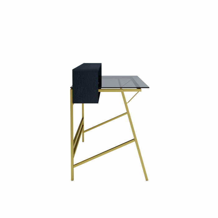 Dorel Alphason Morgan Office Desk With Smoked Glass Top - Black & Gold-30487