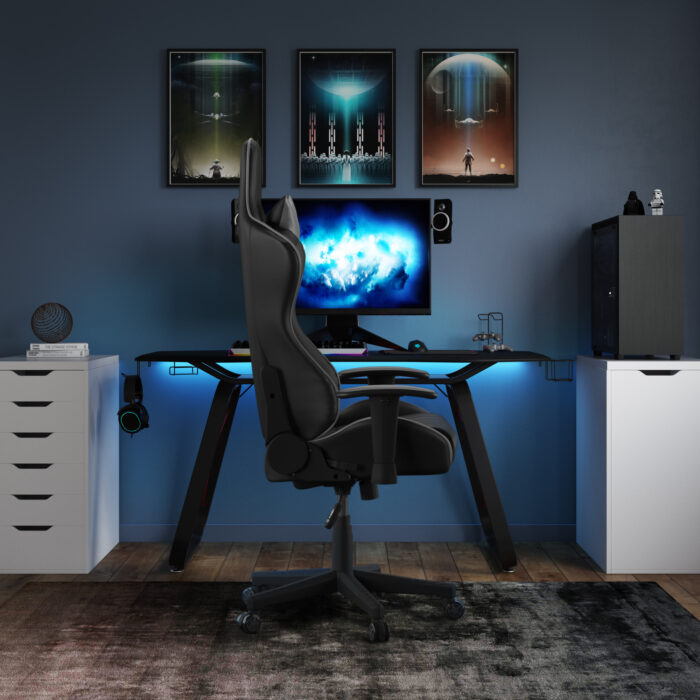 Dorel Alphason Oblivion Gaming Desk - Carbon Fibre Effect Top - Black-30529