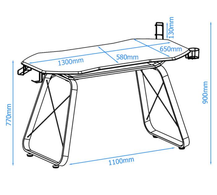 Dorel Alphason Oblivion Gaming Desk - Carbon Fibre Effect Top - Black-30524