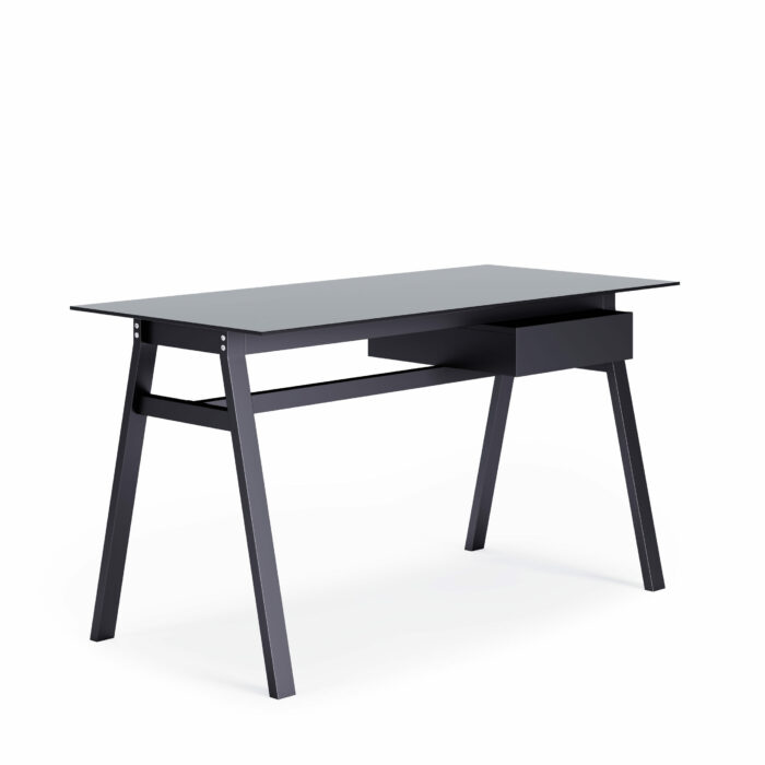 Dorel Alphason Richmond Desk With Glass Top & Single Drawer - Black-0