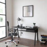 Dorel Alphason Richmond Desk With Glass Top & Single Drawer - Black-30494