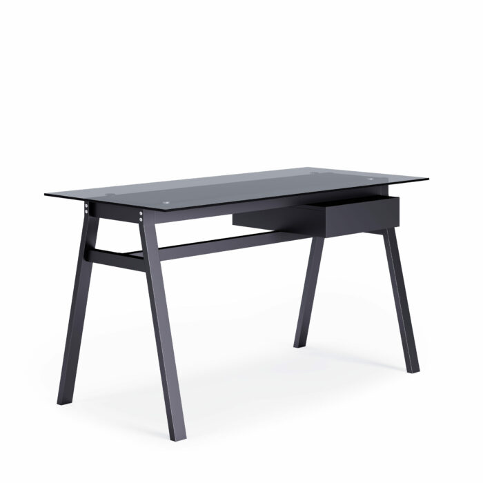 Dorel Alphason Richmond Desk With Glass Top & Single Drawer - Grey-30504