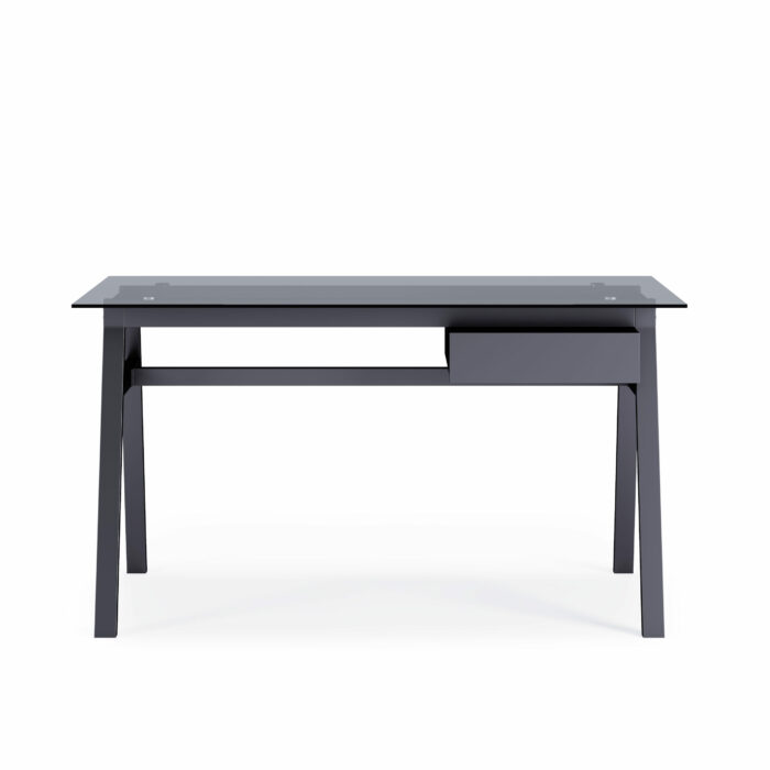 Dorel Alphason Richmond Desk With Glass Top & Single Drawer - Grey-30503