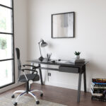 Dorel Alphason Richmond Desk With Glass Top & Single Drawer - Grey-30506