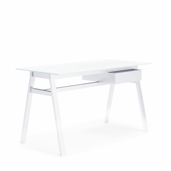 Dorel Alphason Richmond Desk With Glass Top & Single Drawer - White-30516