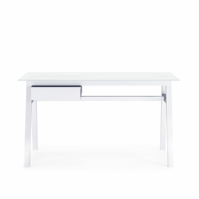 Dorel Alphason Richmond Desk With Glass Top & Single Drawer - White-30513