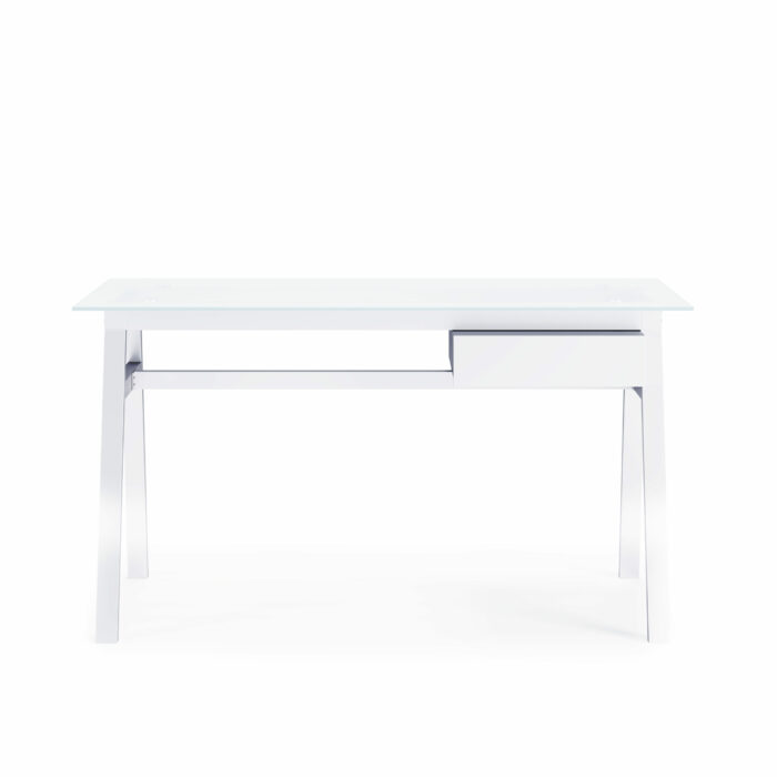 Dorel Alphason Richmond Desk With Glass Top & Single Drawer - White-30517