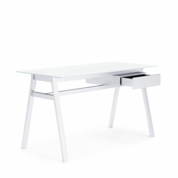Dorel Alphason Richmond Desk With Glass Top & Single Drawer - White-0