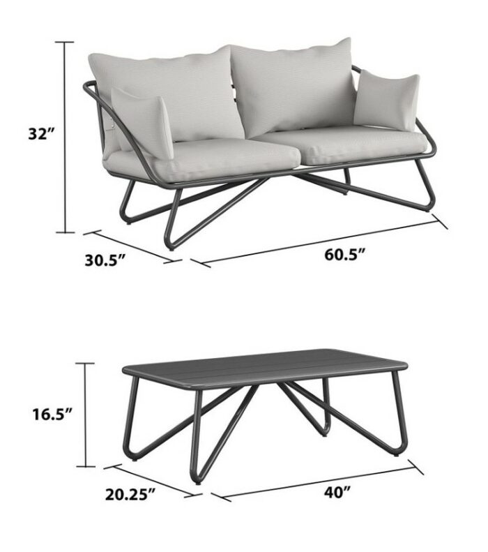Novogratz Teddi 2 Love Seat & Coffee Table including covers-28825