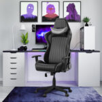 Dorel Alphason Senna Fully Adjustable Gaming Chair - Faux Leather - Black & Grey-30295