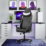 Dorel Alphason Senna Fully Adjustable Gaming Chair - Faux Leather - Black & White-30308