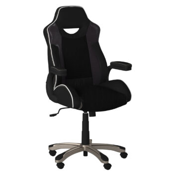 Dorel Alphason Silverstone Pro Gaming Chair - Microfibre and Faux Leather - Black-0
