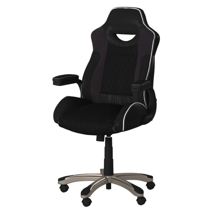 Dorel Alphason Silverstone Pro Gaming Chair - Microfibre and Faux Leather - Black-30316